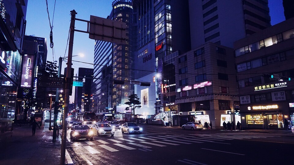 Seoul street at night