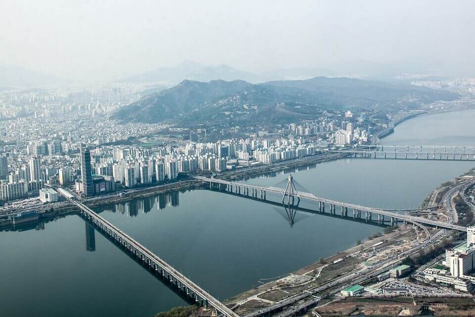 aerial view of Seoul