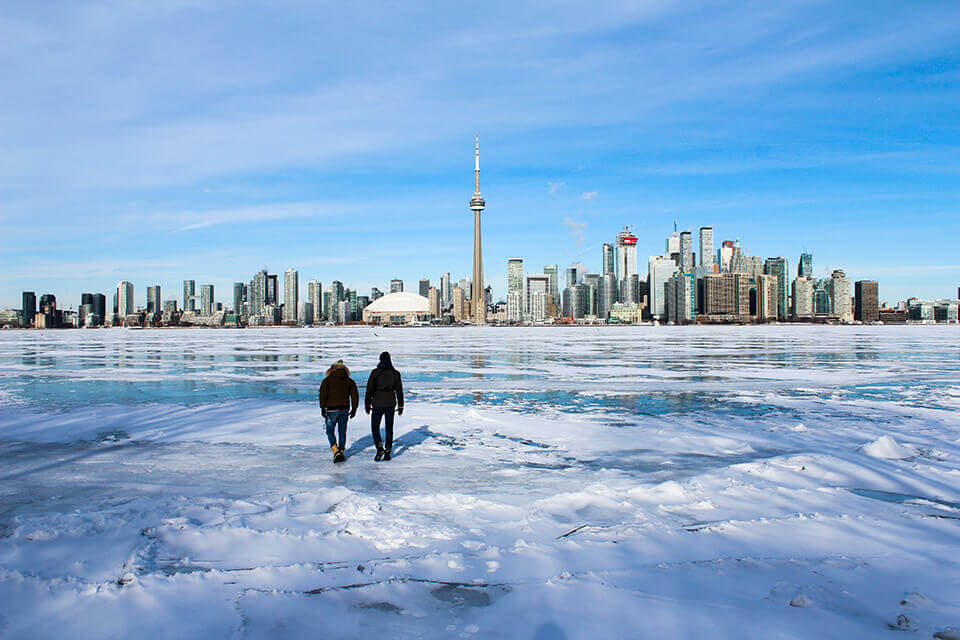 frozen river in Toronto