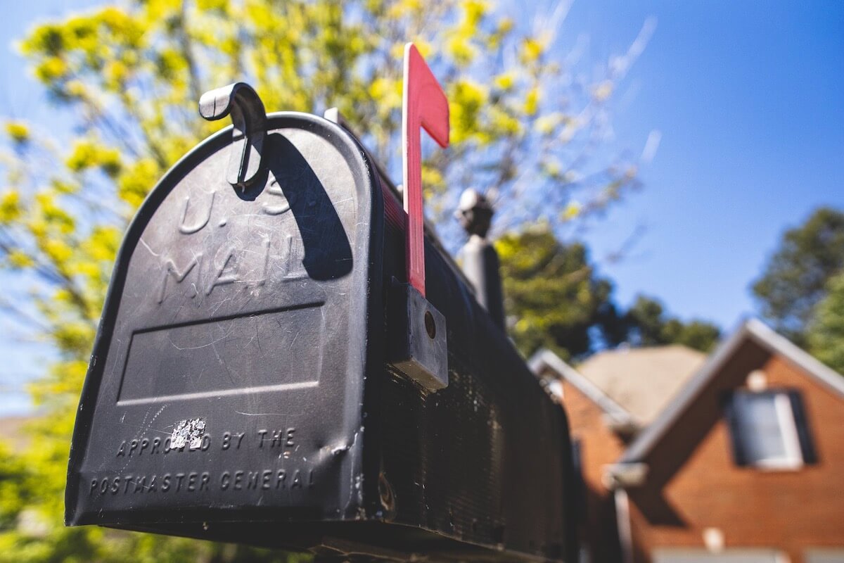 A black mailbox