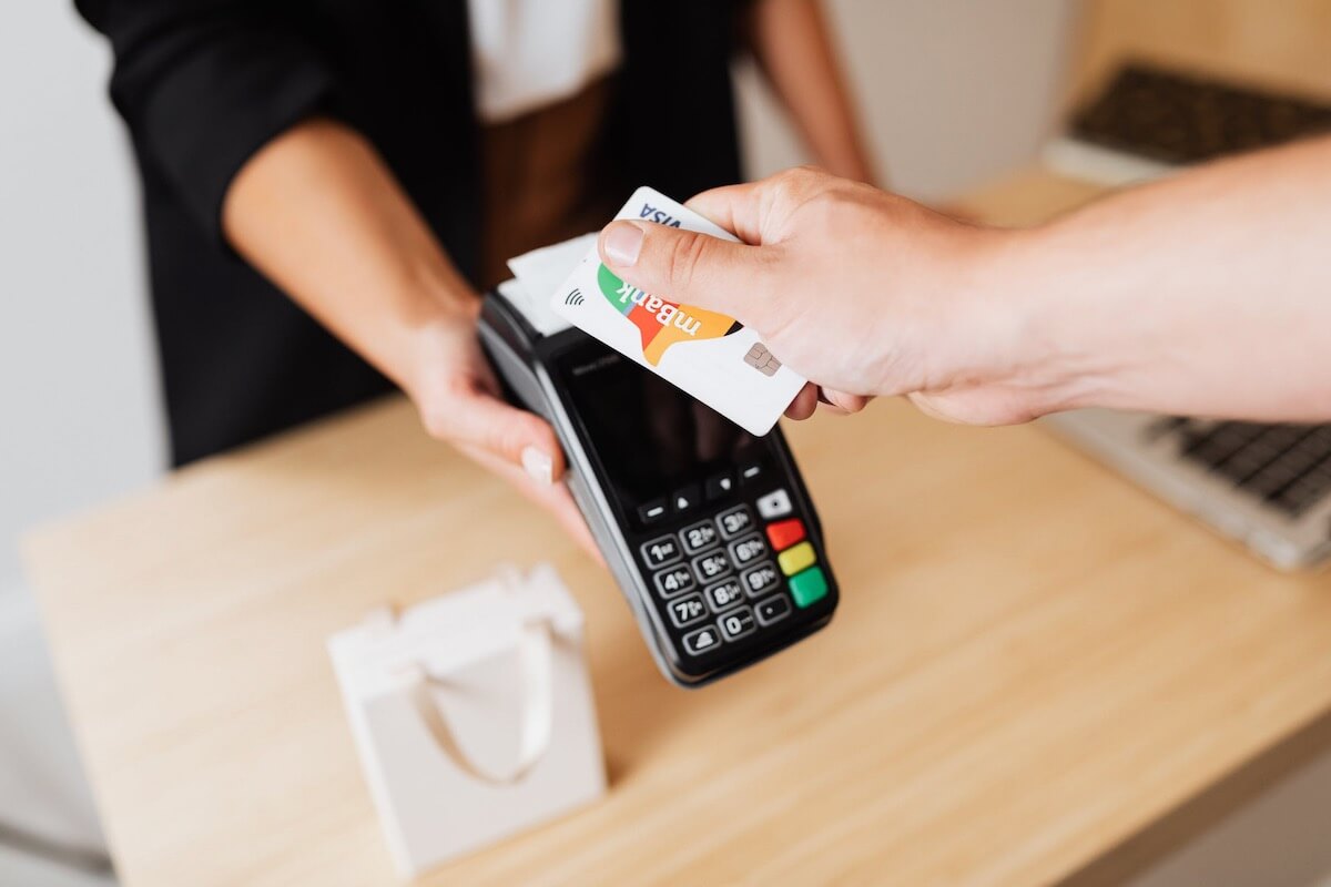 A person using a card for a transaction