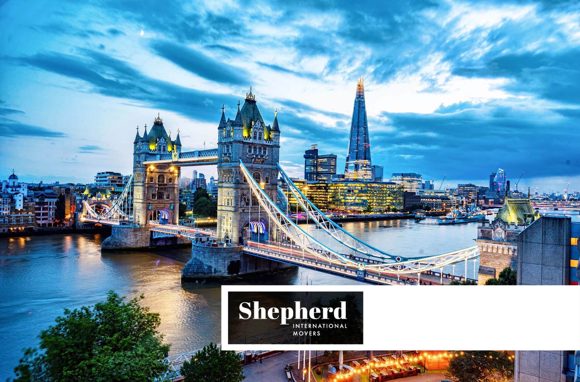 Panorama of London Shepherd International Movers logo