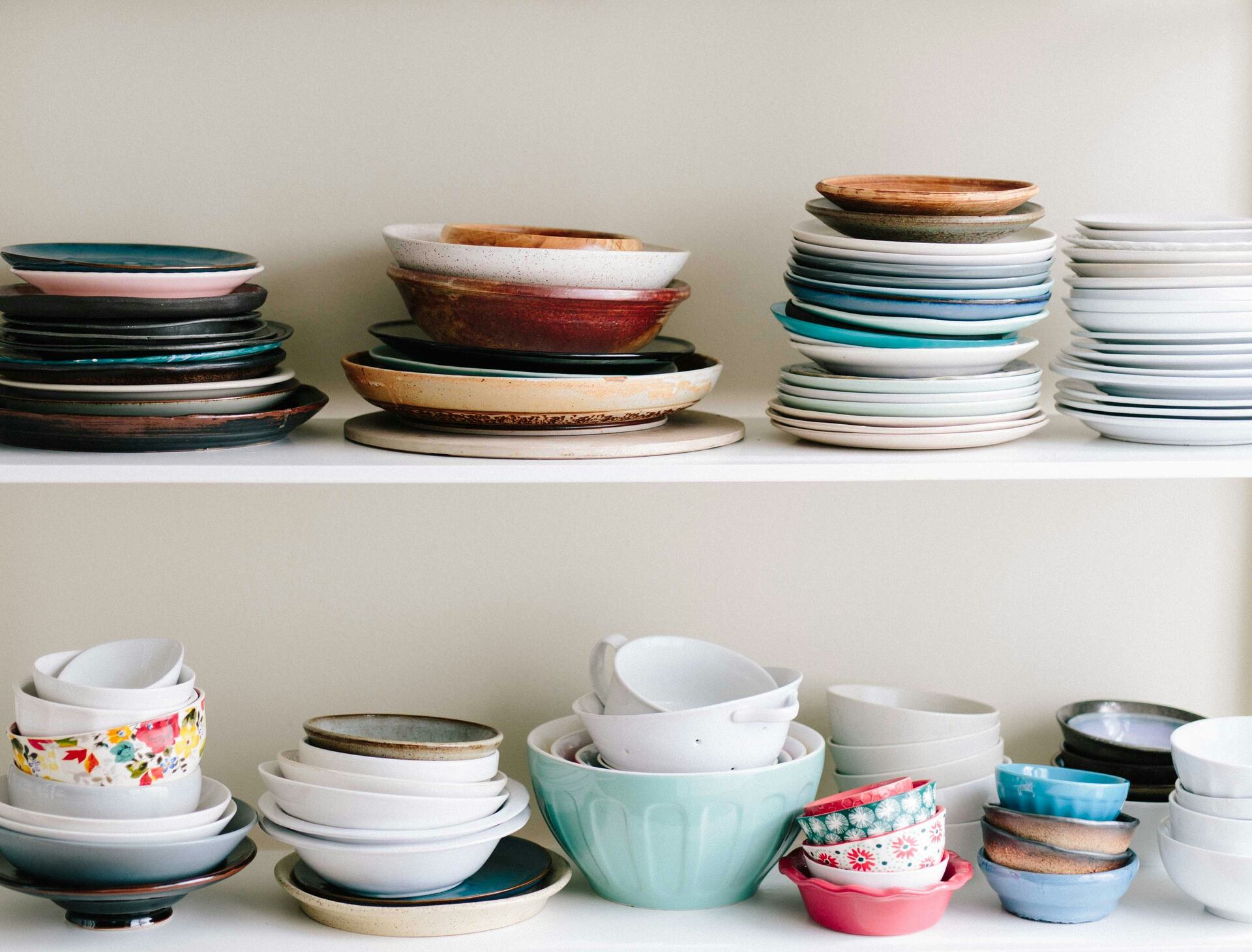 Stacked plates and bowls