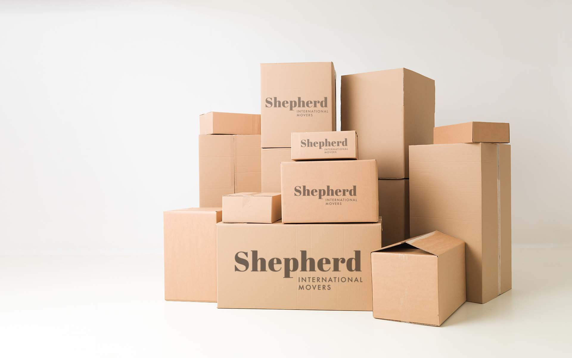 stack of cardboard boxes on white background