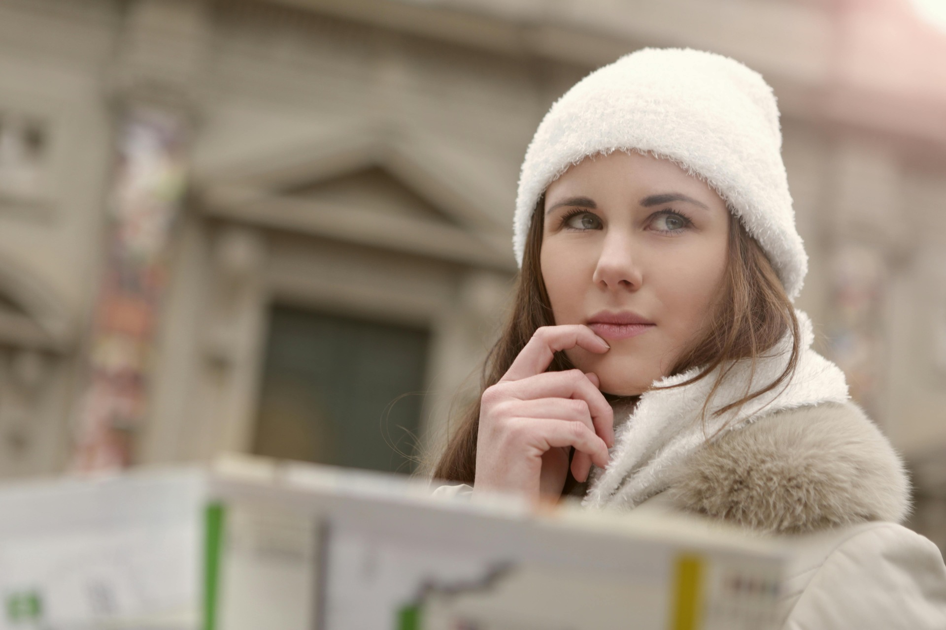 A woman in winter clothes